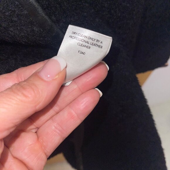 Eileen Fisher Womens Size XL Black Suri Alpaca Coat With Leather Trim Classic - Picture 9 of 14